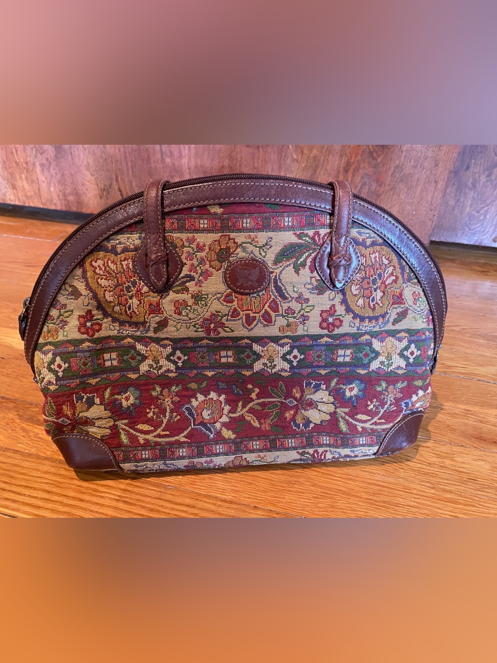 Vintage 90s Liz Claiborne Floral Tapestry Handbag